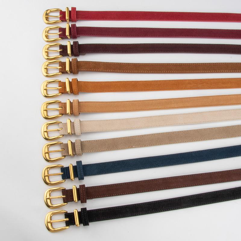 Frosted Reverse Velvet Women's Genuine Leather Belt Pin Buckle Versatile Jeans Casual Pants Decorative Belt Women's Style