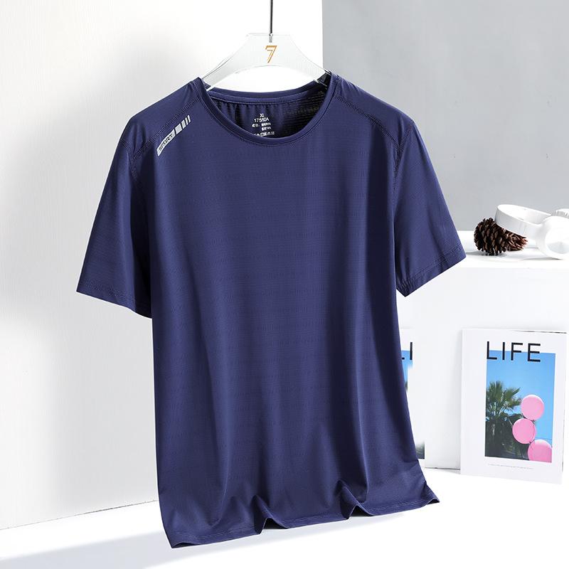 Summer Printed Ice Silk T Shirt Men's Sports And Leisure Running Fitness Breathable Short Sleeved Men's Outdoor Quick Drying Clothes