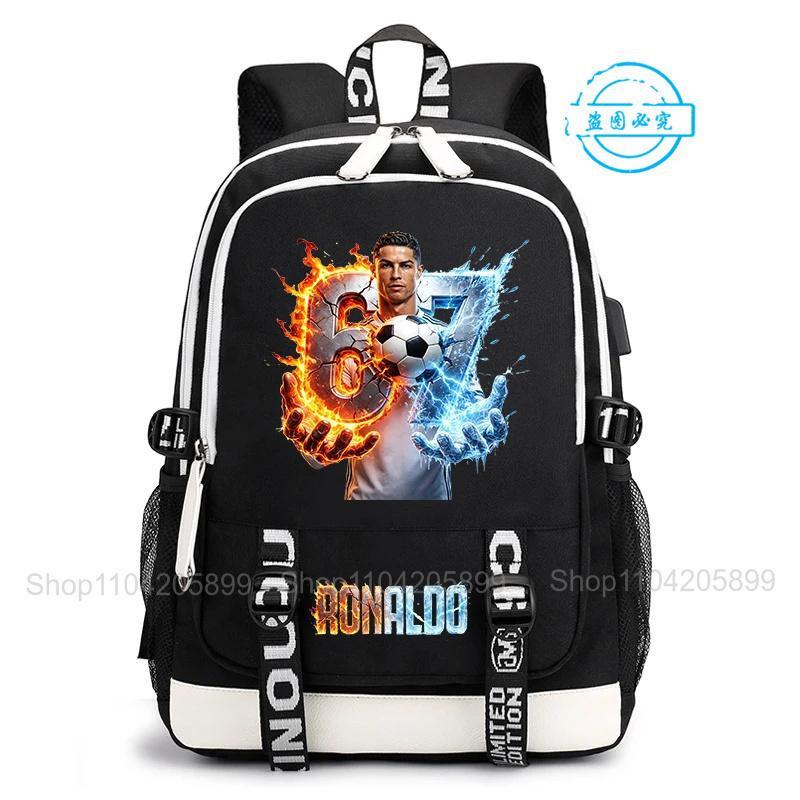 Cr7 Rugzak Ronaldo 67 Print Casual Mochila Voor Student Tiener Schooltas Dagelijks Reizen Rucksack Jongens Cadeau