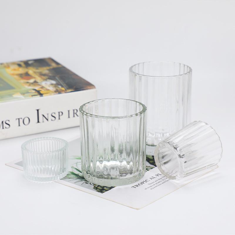 Striped Glass Cup for Candles: Aromatherapy Holder, Decorative Candle Container, Fragrance Cup, Fruit Wine Bottle.