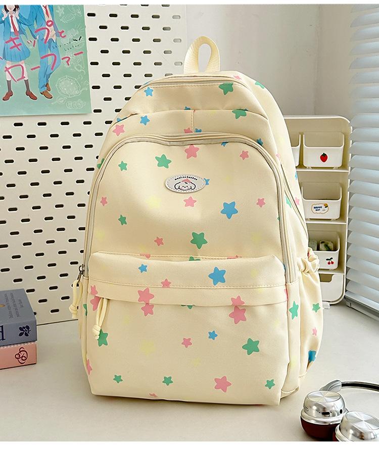 Schoolbag High Value and Lightweight Ins Harajuku Little Star Printed Schoolbag Japanese Ins Sweet Soft Sister Travel Cute Backpack