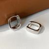 Tibetan Silver Minimalist Square Hoop Earrings for Women Classic Geometric Fashion  Light Luxury Accessories