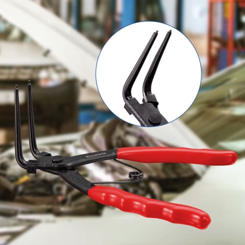 Toolwiz ASP-01 (Red) Snap Ring Pliers with 1.27mm Curved Jaws for Snap Rings with Holes, for Trucks, Motorcycles, and Cars, Repair Work, and Maintenan