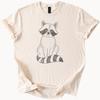 Cute Raccoon Graphic T Shirt Hand Drawn Animal Illustration Soft Cream Tee Woodland Wildlife Art Shirt Gift for Nature Lovers