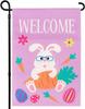 Spring Easter Small Colorful Rabbit Egg Garden Ag Vertical Double Sided 12x18 Inches, Welcome Outside Bunny Decorations Ba SSL