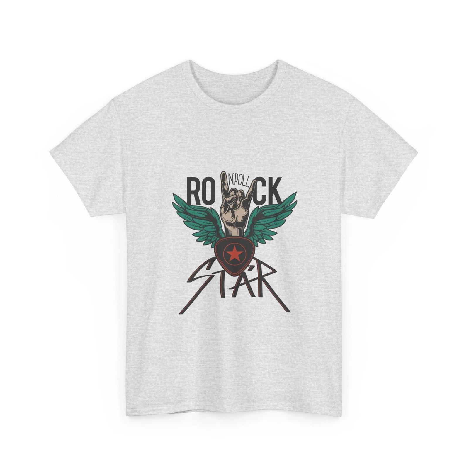 Rock Star Tee | Winged Guitar Skull Graphic, Rock N Roll, Cotton T-Shirt, Gift 4XL