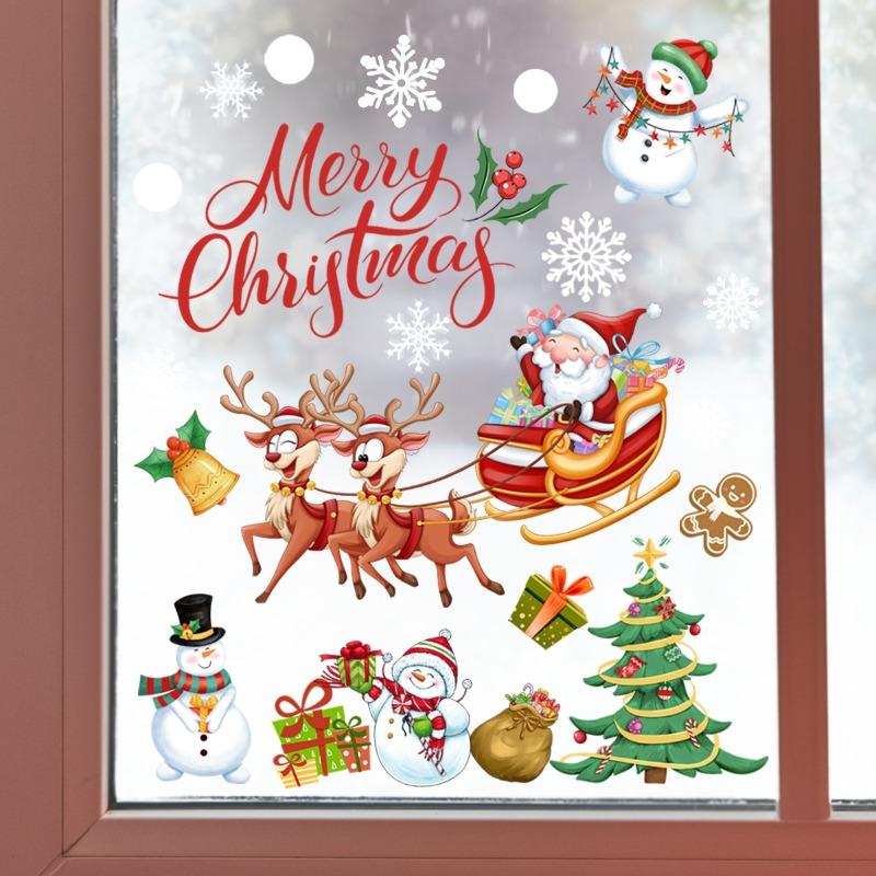 Adesivos de janela de Natal, adesivos de parede de Natal, decalques de parede para quarto infantil, decorações de Natal para casa, adesivos de ano novo