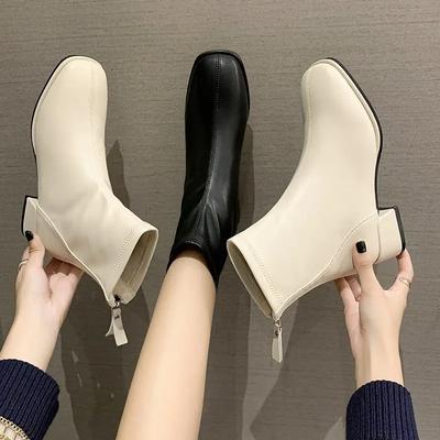Stivali Calzino Elasticizzati Donna Stivaletti Donna Scarpe con Tacco Spesso Tacco Quadrato Stivali Corti Retrò 2025 Nuove Scarpe Donna