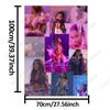 Custom 1Pc Ariana Grande Throw Blanket - Soft Flannel All-Season Luxury Blanket With Purple-Pink Stage Outfits, Machine Washable