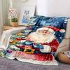 1pc Santa Claus Christmas Tree Blanket Lightweight Flannel Throw for Sofa Bed Travel Camping Livingroom Office Couch Chair