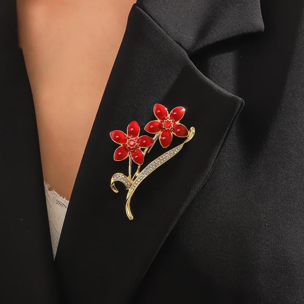 1Pc DIY Enamel Brooch Rhinestone Collar Lapel Pin Elegant Flower Brooch