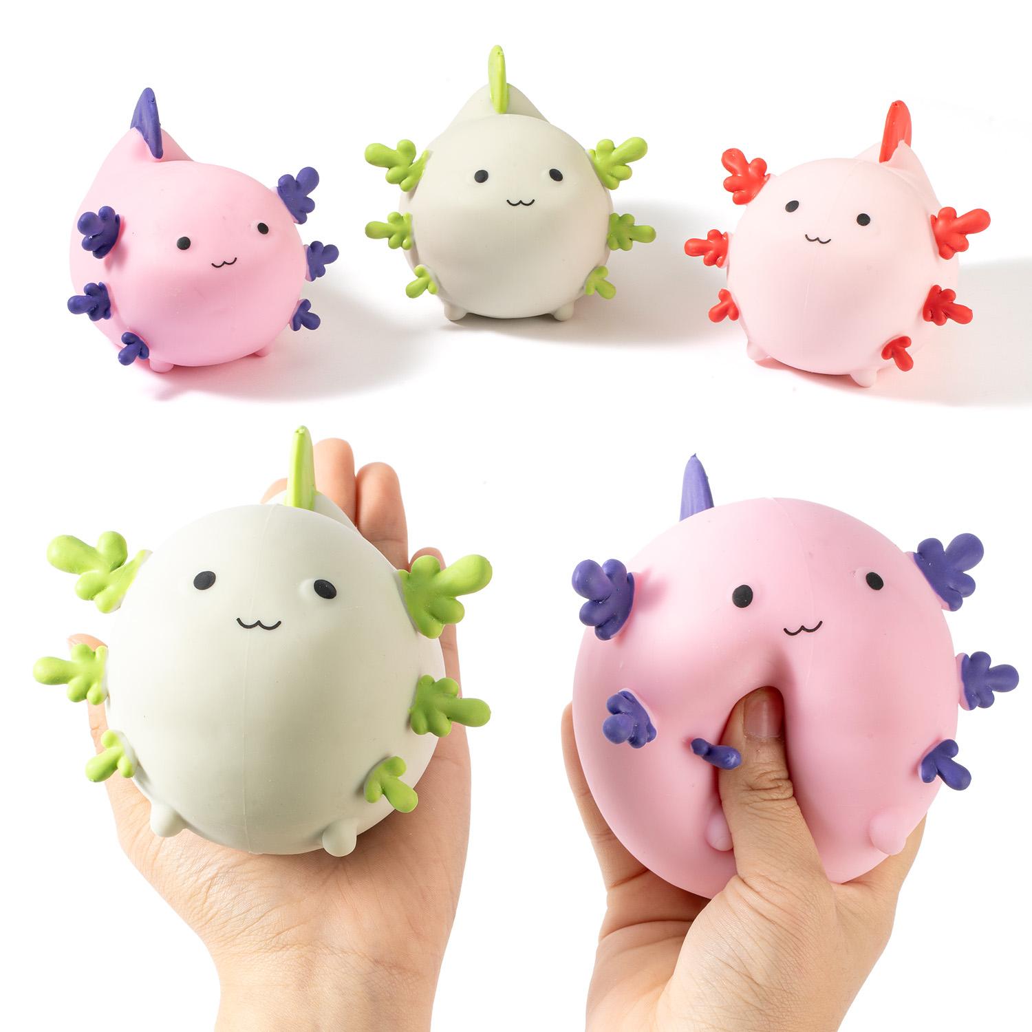 Fashnics Squishy Squeeze Fidget Toys Cute Axolotl Soft Sensory Stress Ball Pinch Vent Anti-Stress Toys Kids Teen Gift Party Favors