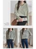 Women's Spring 2025 Green Striped Long-Sleeve Round Neck T-Shirt: Loose-Fit, Slim-Style, Commuting Top