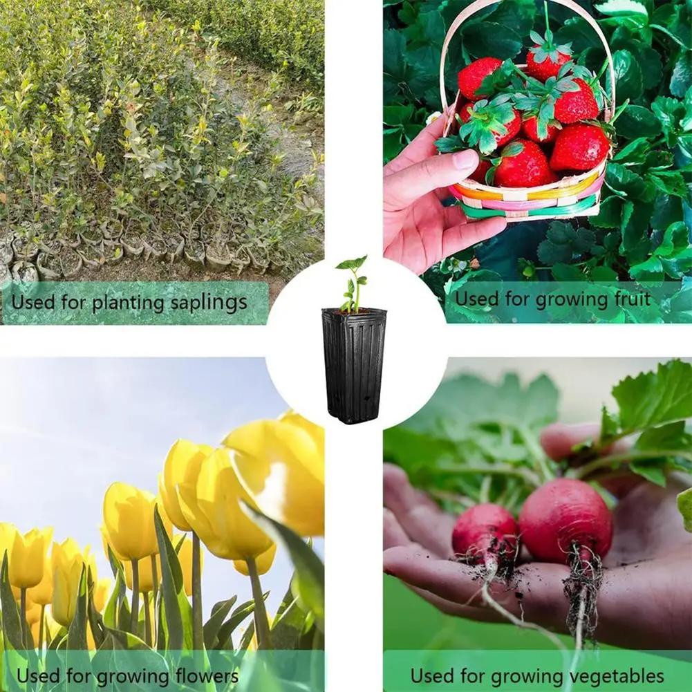 10/25Pcs Tree Shoots Pots Plastic Deep Nursery Tree Pot 7.8inch Flower Plant Vegetables Container Pot For Outdoor Garden Black