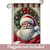 Santa Claus Graphic Christmas Flag Outdoor Patio Decoration - Holiday Garden Decoration Without Metal Stands