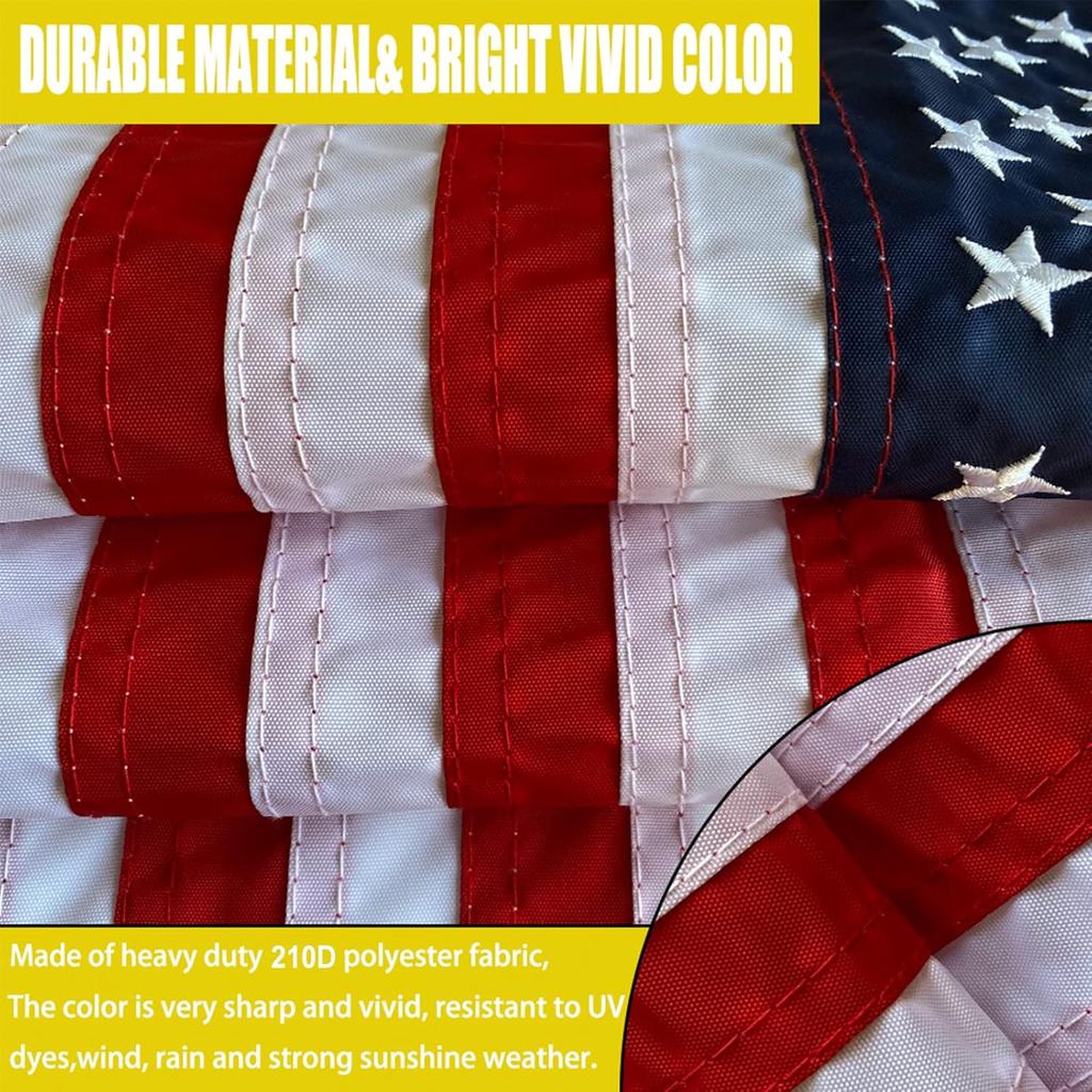Embroidered Stars Boat Flag 12x18 Inch - American Boat Flag Kit with 4 Clips Heavy Duty Nylon Sewn Stripes US Pontoon Boat Marine Flags Banner with 2