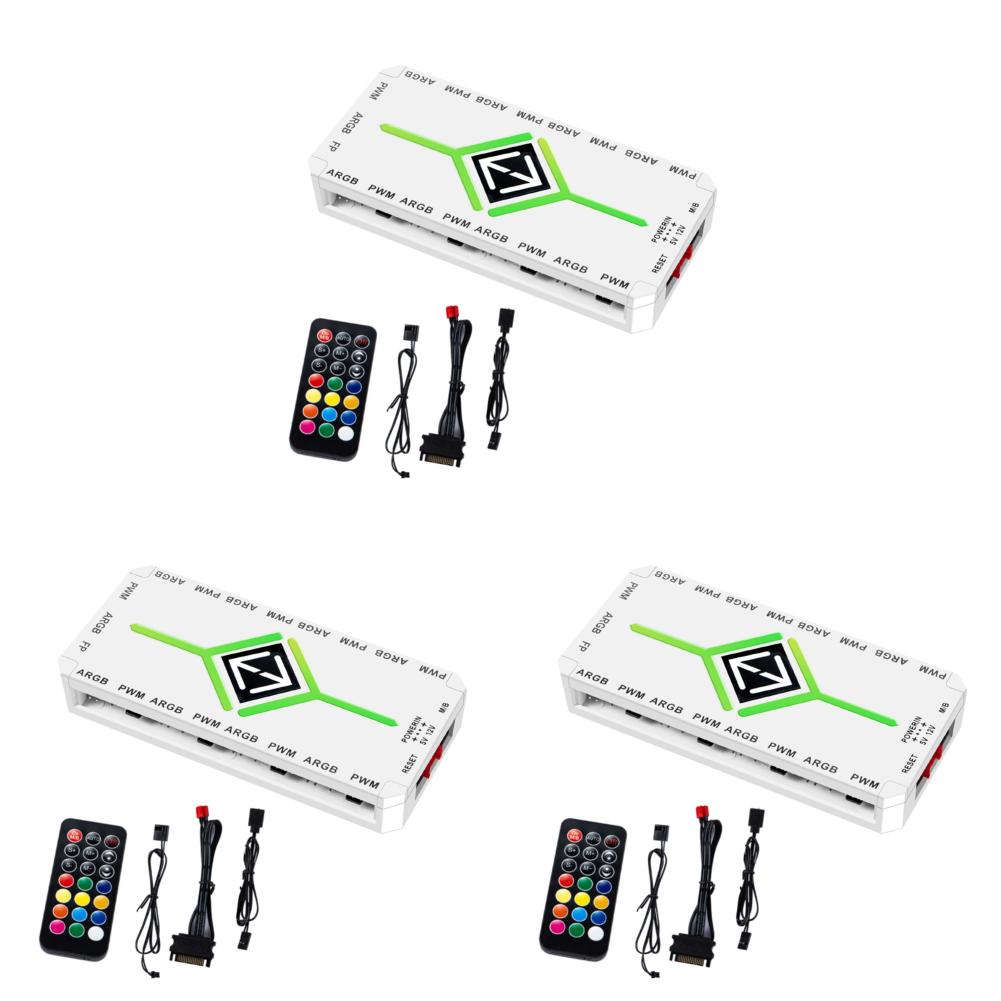 1/2/3 Pcs 1 To 9 3 in 1 5V 3 Pin ARGB Controller Cooling Fan Hub with Remote 4 Pin PWM Magnetic Suction Hub SATA Power Supply