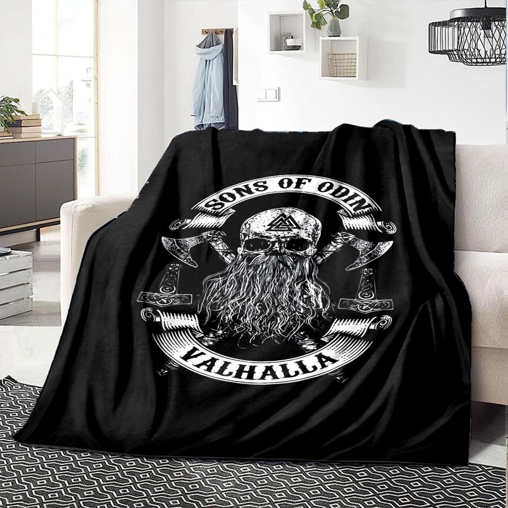 1pc Sons of Odin Valhalla Throw Blanket Soft Flannel, Cozy All Season Polyester Perfect for Home, Office