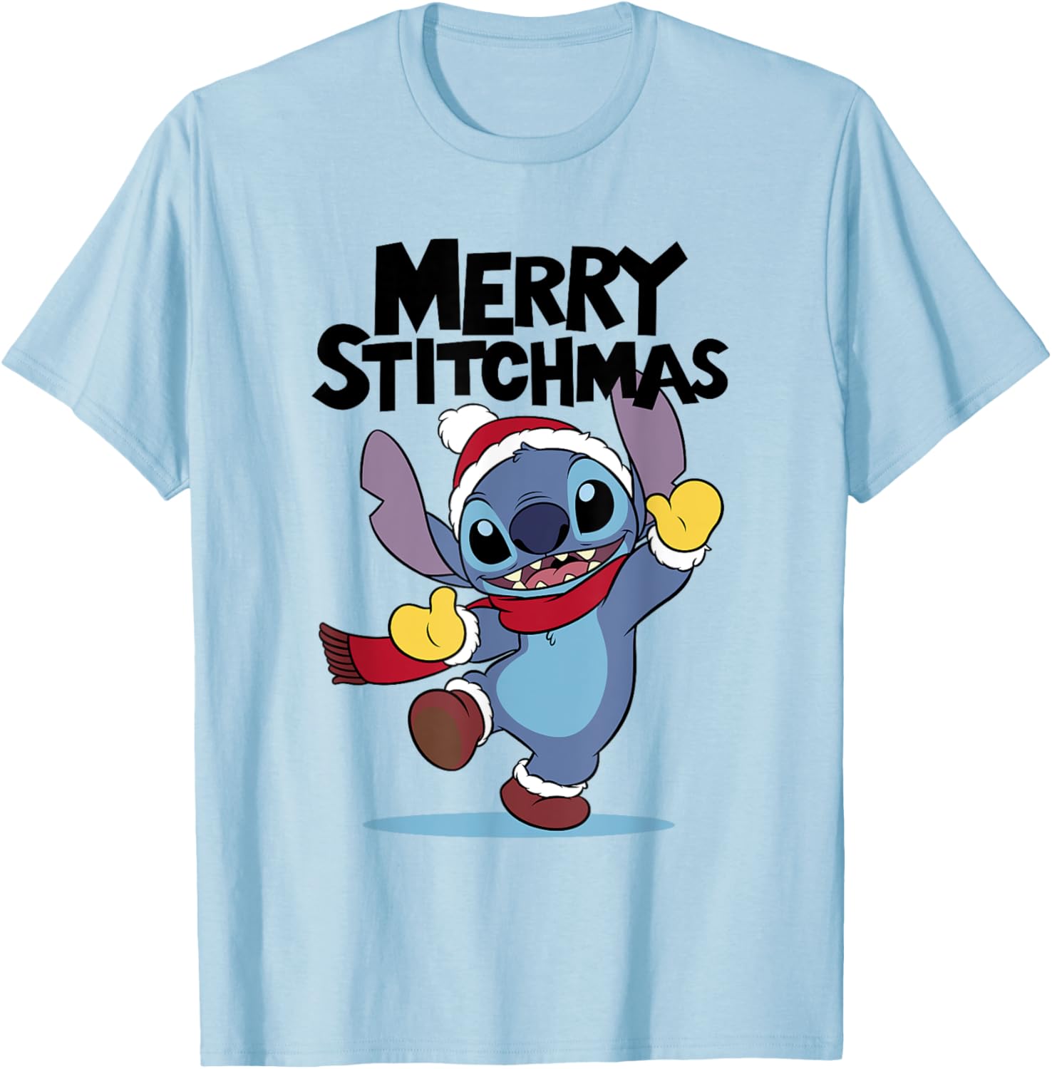 Hot Fashion Casual Disney Lilo & Stitch Christmas Merry Stitchmas Playful Shot T-Shirt S-4XL Summer M