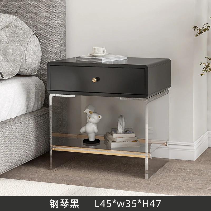Bedside table bedroom simple modern small apartment transparent black and white net red ins wind light luxury bedside table