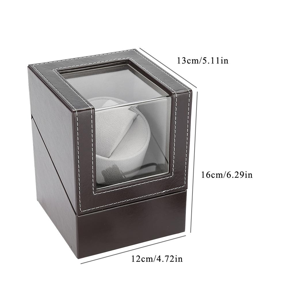 Einzelner automatischer mechanischer Uhrenbeweger aus PU mit Motor, Armbanduhrenhalter, Braun