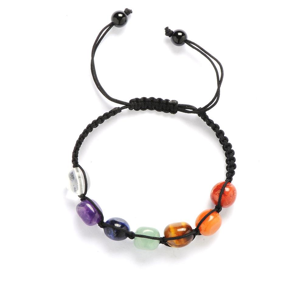 Fashion Irregular Black Hematite 7*9mm Natural Crystal Beads Chakra Healing Yoga Woven Adjustable Bracelets for Women Men Girls