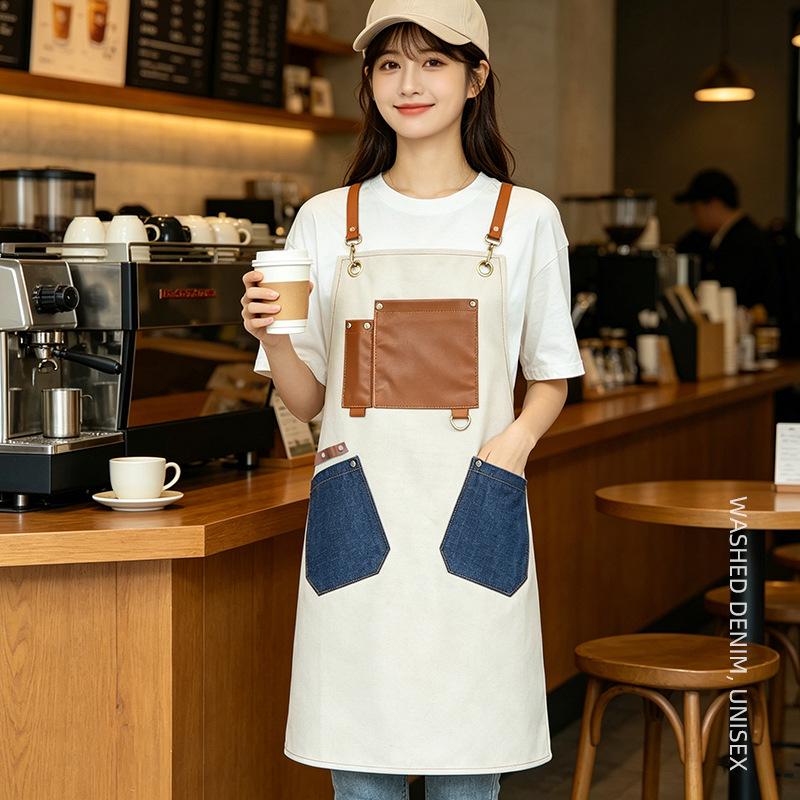 Multifunctional Color Block Canvas Apron for Barber, Barista & Baker - Custom Waist Apron