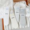Frühlings- und Sommer-Leichte Kinder-Karomuster-Socken mit Schleife, Mittellang, Unifarben, Vielseitig Gestreifte Mehrschicht-Socken, Ohne Naht