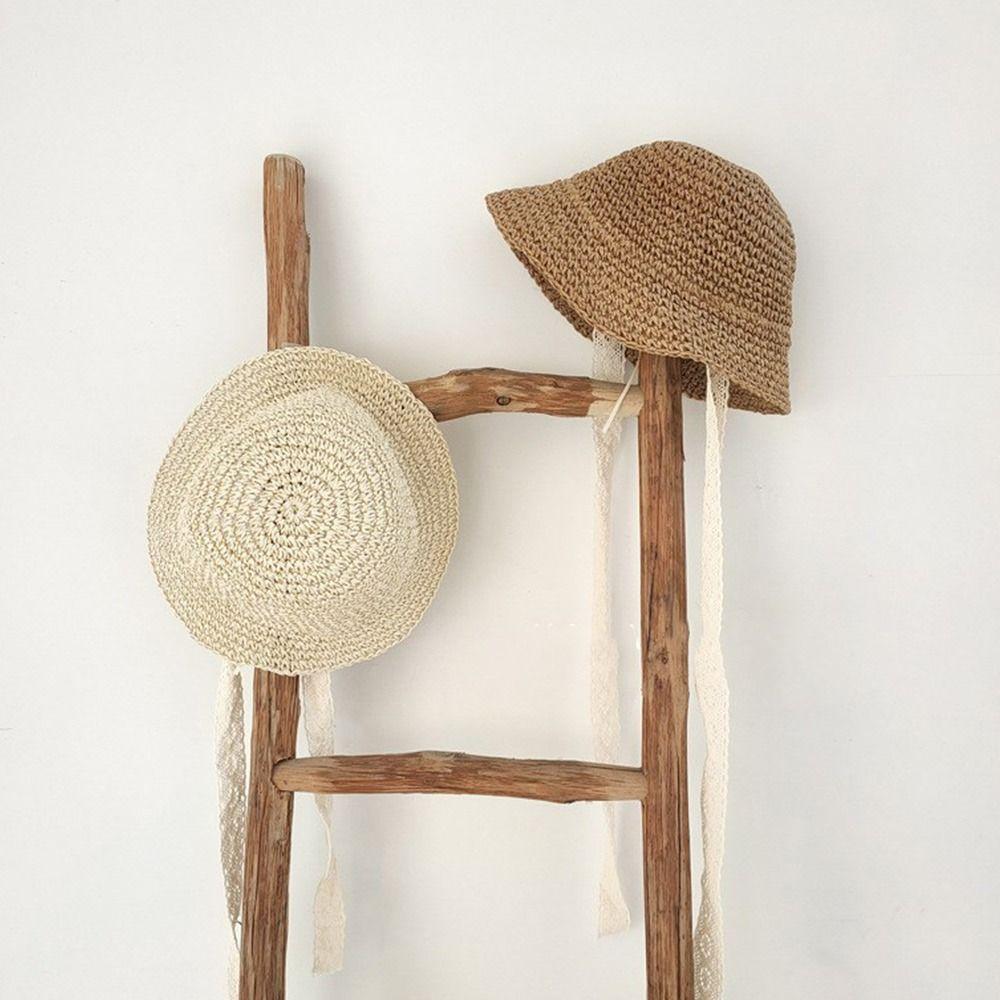 Fashion Princess Sun Protection Straw Cap Beach Hat Lace Baby Hat Panama Cap