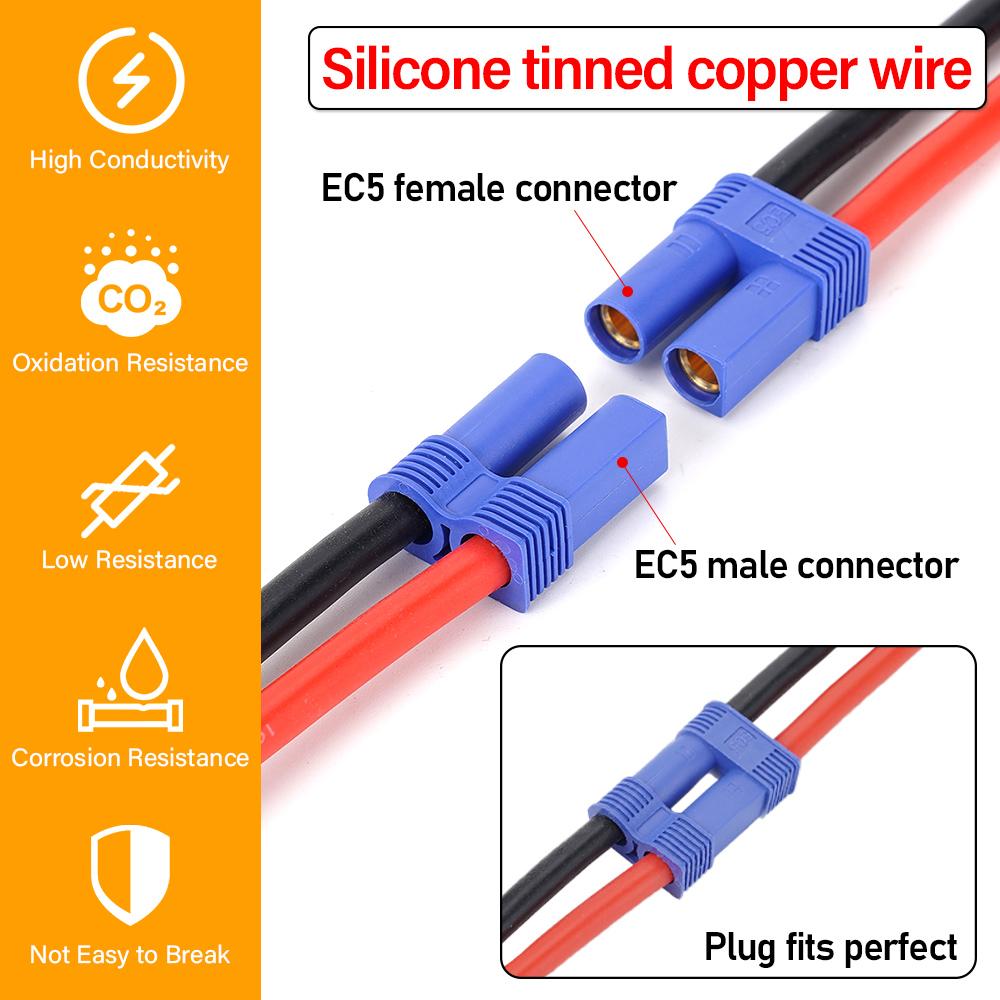 10AWG 40cm EC5 To O-Type Terminal Line Charging Cable For Car Motorcycle Emergency Power Cord EC5 Adapter Cord Conversion