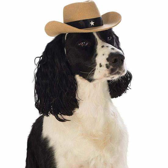 Klobúk pre domácich miláčikov v štýle westernového kovboja Pokrývka hlavy pre domácich miláčikov zdobená hviezdou Pôsobivý doplnok ku kostýmu so psom a mačkou pre Cosplay fotografií