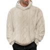 Mens American Casual Loose Fleece Lined Jacquard Hooded Pullover Sweatshirt