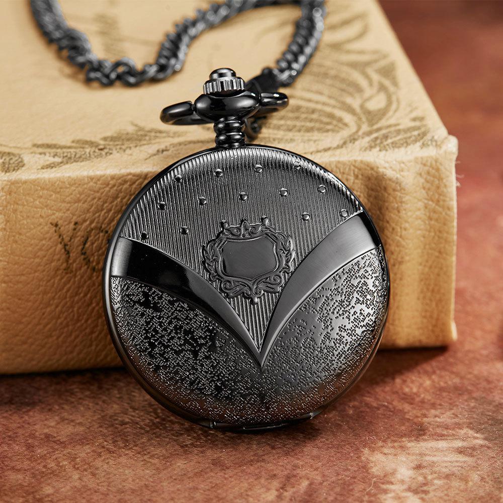Black Hollow Perspective Mirror Glossy Automatic Mechanical Large Pocket Watch Retro Gift Watch