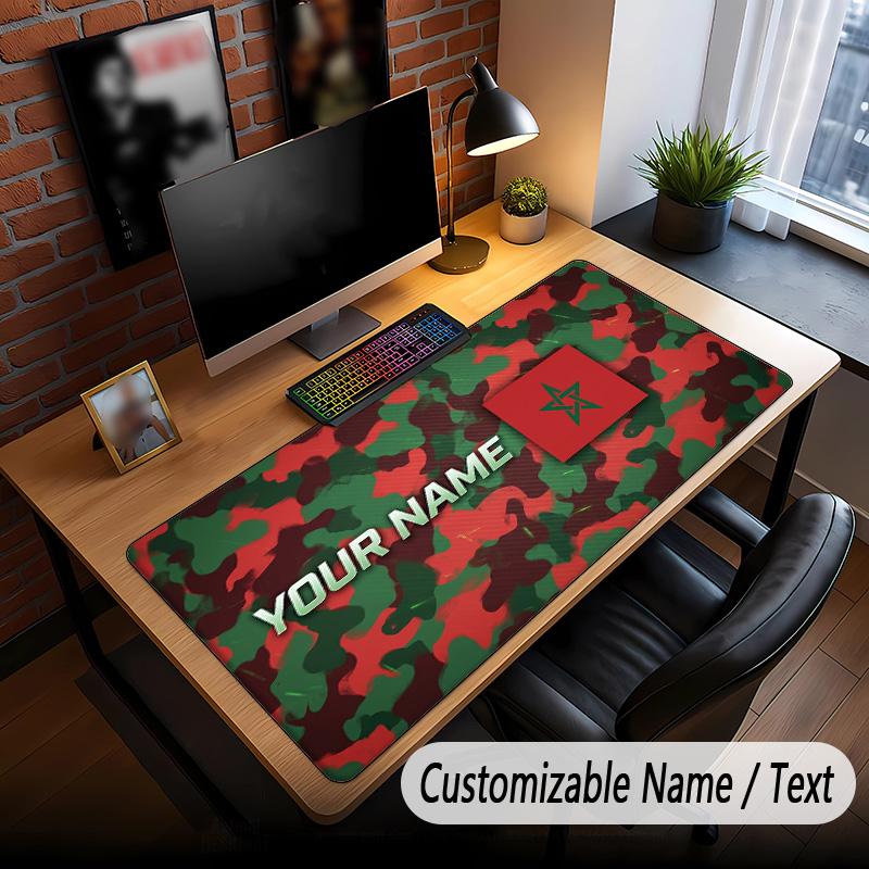 Large Mouse Pad Morocco Football Print Custom Name Text Desk Mat for Office Gaming