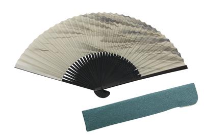 Handcrafted by a Kyoto with Fan Case and Paper Box Wave [Hasegawa] Men's Kyoto-style Fan, Artisan, (triangular Pattern)