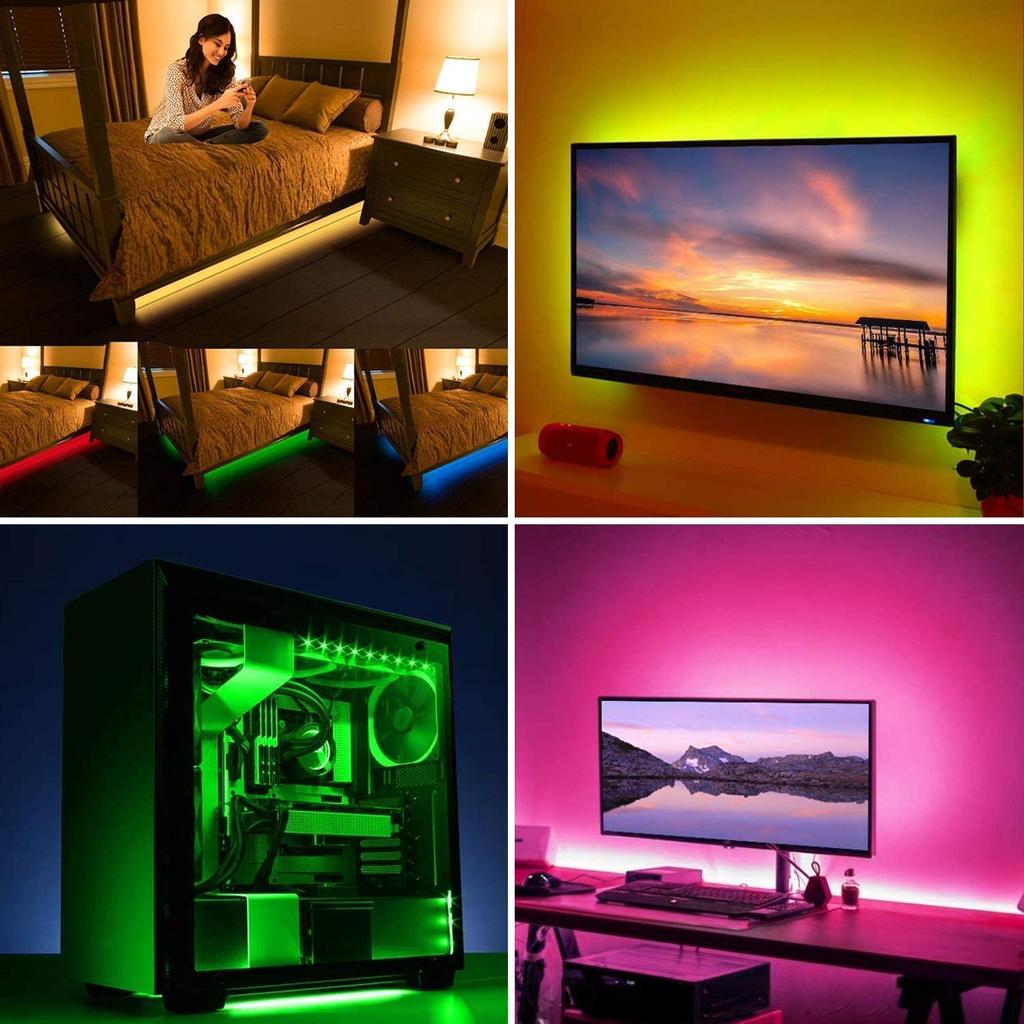 Led Strip Lights 6.56ft for 40-60in TV USB Backlight Kit with Remote 16 Color 5050 Bias HDTV