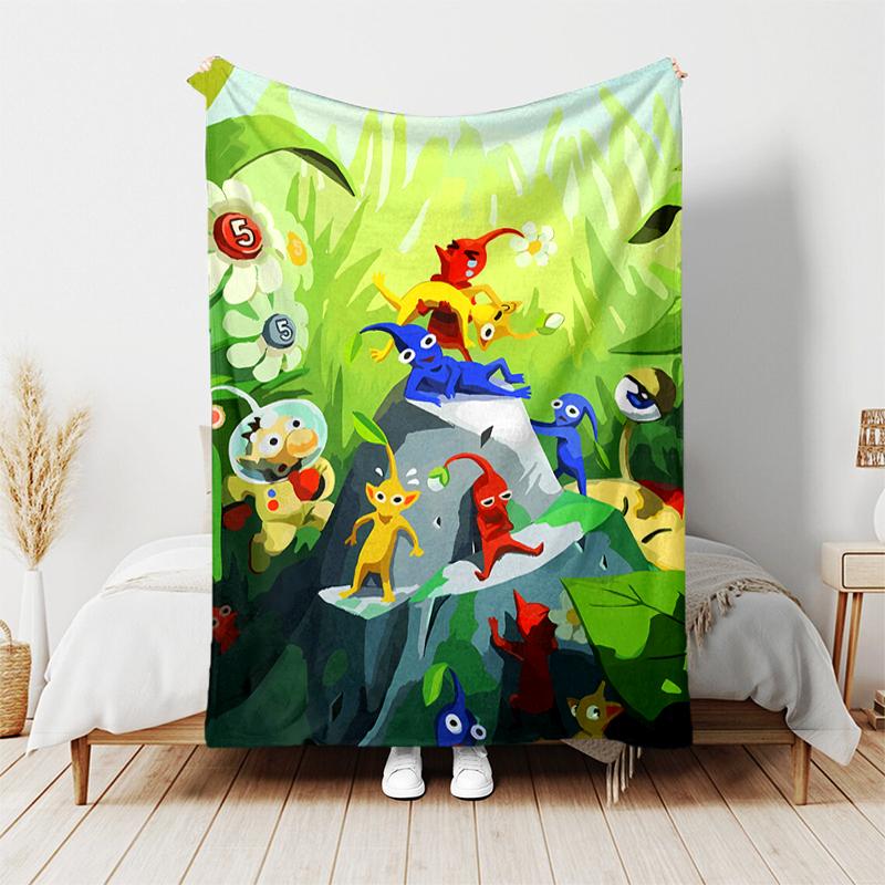 1 manta con diseño de estampado Pikmin, manta ligera para sofá, cama - Suave y cálida, regalo para todas las estaciones como Navidad, Halloween