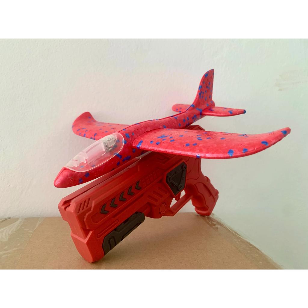 Glowing Foam Aircraft 10M Launcher Catapult Glider Aircraft Gun Toy Children's Outdoor Game Bubble Model Shooting Flying Roundab
