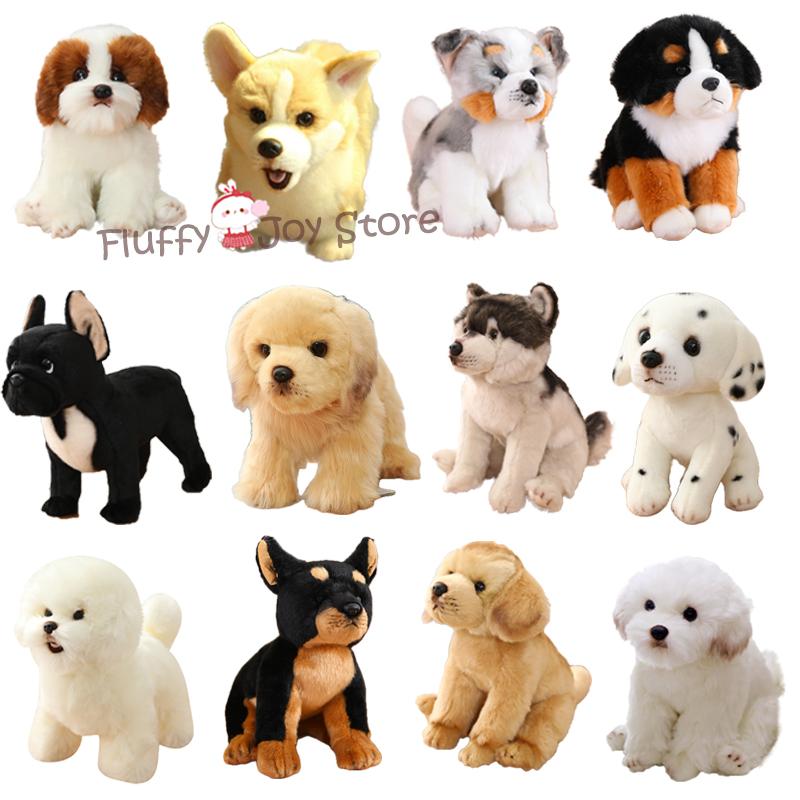 Lifelike Realistic Doggy Soft Figures Corgi Bulldog Pomeranian Filled Pet Cuddly Beast Items House Ornament Tots Birthday Treat