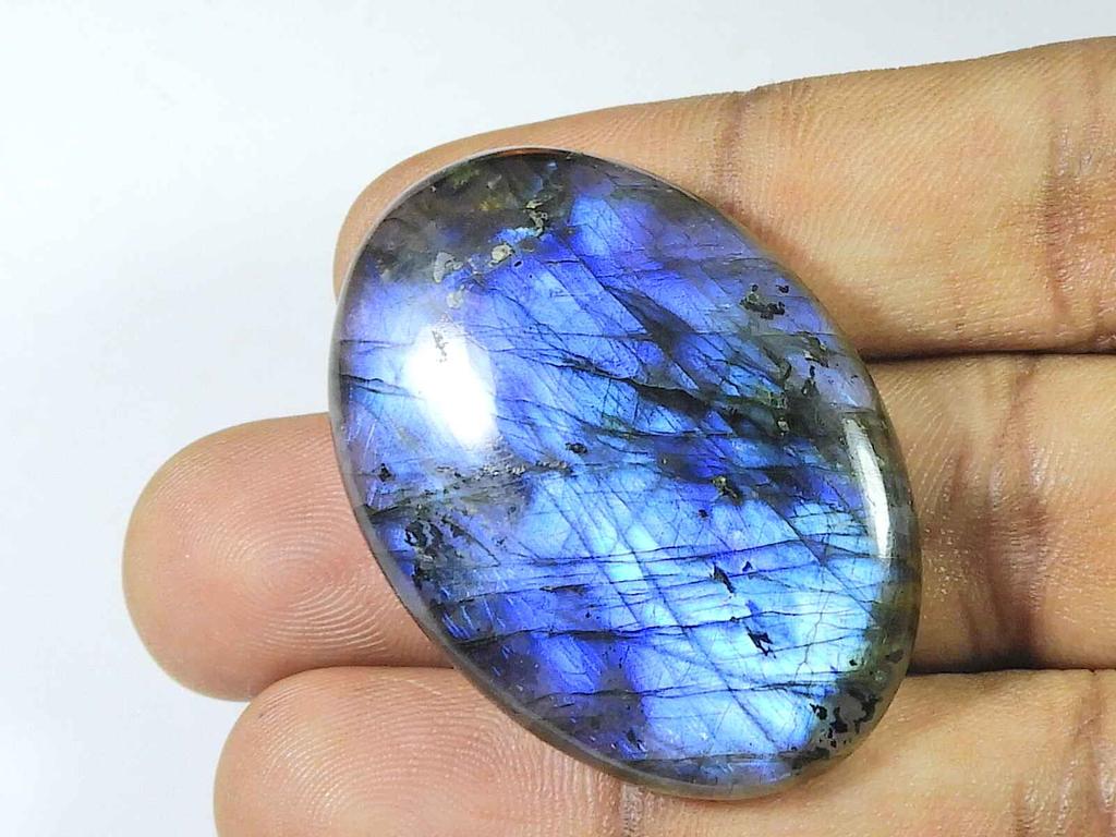 30X42MM Labradorita Azul Forma Ovalada Cabujón Gema Natural Suelta 74Cts. SK-3902