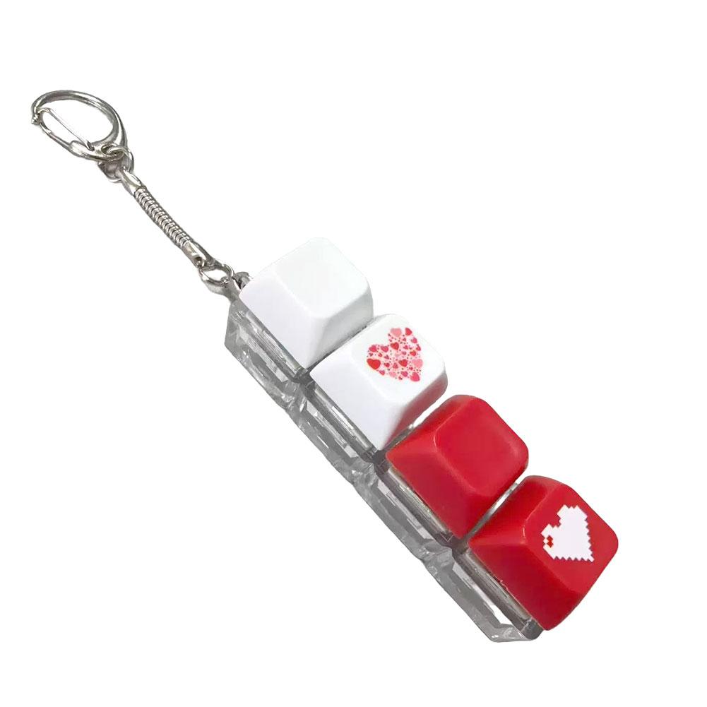 Relaxing 4 Keys Fidget Keychain Key Button Stress Relief Clicker Toy Pendant Keycap Pass The Time Finger Keyboard Cap for Adult