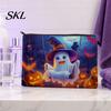 Portable Storage Bag Halloween Bag, with Colorful Cartoon Ghost Print, Durable Canvas Pouch Makeup Zipper Large Capacity Lightweight Travel
