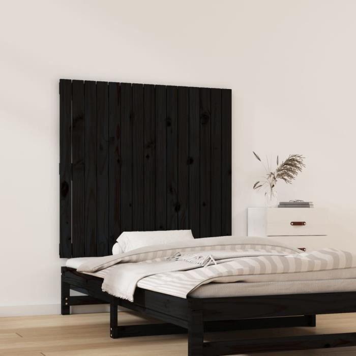 824887 vidaXL Wall-mounted Headboard Black 95.5x3x90 Cm Solid Pine Wood