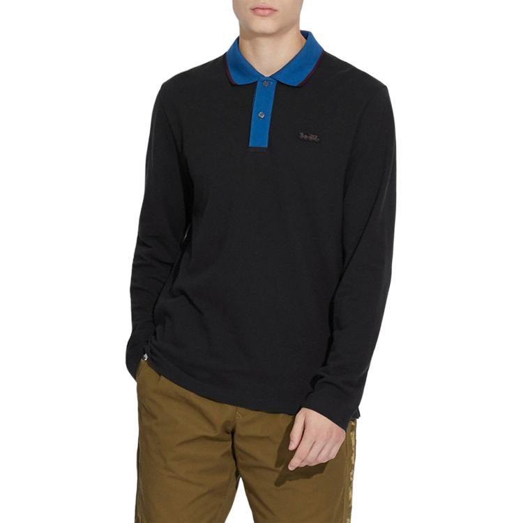 Coach Polo Shirts Men's Black Crew Neck Moderate Other 6660_BLK