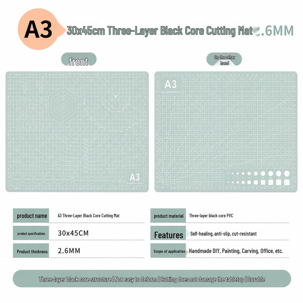 A2/A3/A4 Double-Sided Cutting Mat for Desktop Protection and Crafting - Ideal for Carving, Eraser Stamping, and Paper Cutting.
