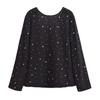 2024 Winter Women's European & American Style Backless Sequin Crew Neck Long Sleeve Top