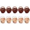 ABOOFAN 10 Pcs Mini Woven Baskets with Handles Miniature Flower Basket Wicker Picnic Basket Tiny Party Favor Container Farmhouse Decor for Crafts