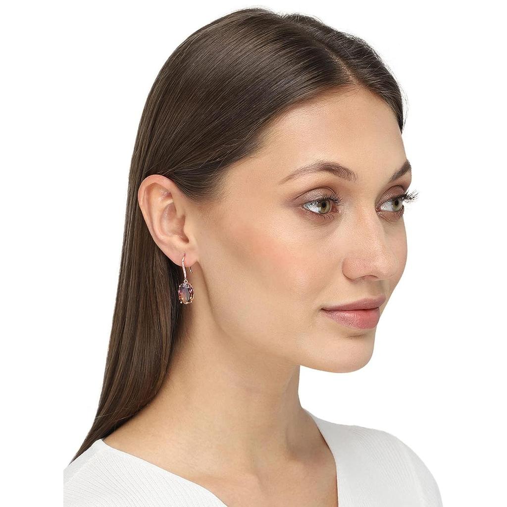 Pendientes para mujer con tachuelas de cristal morado Pendientes colgantes con chispa glamurosa en tono dorado para mujeres y niñas