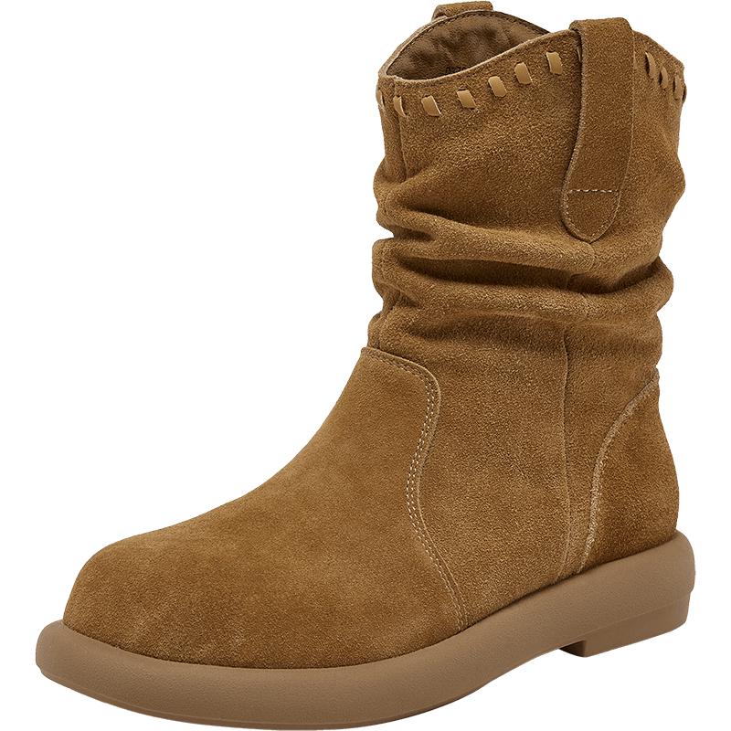 BEST.U Retro Western Stacked Mid Boots 38