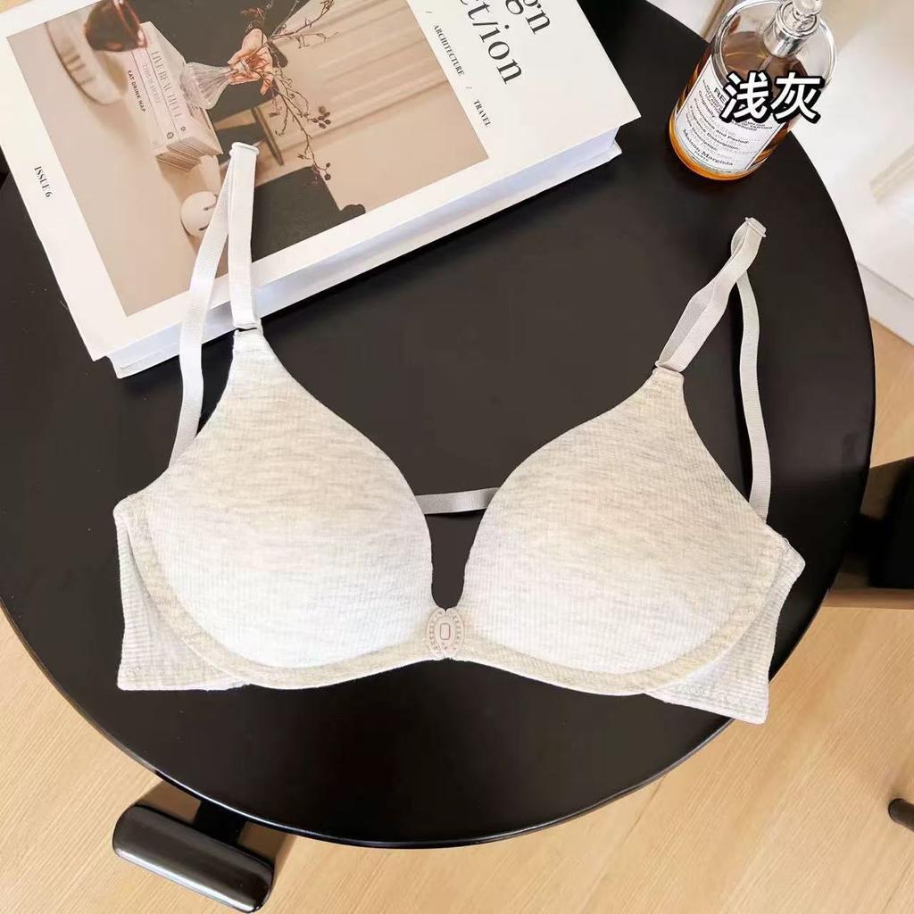 Sexy pure desire seamless front buckle women's thin no steel ring big halter beautiful back bra cover summer